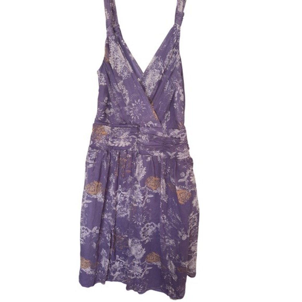 TO THE MAX 100% SILK SLEEVELESS SURPLICE V NECK DRESS SIZE‎ 0 PURPLE FLORAL